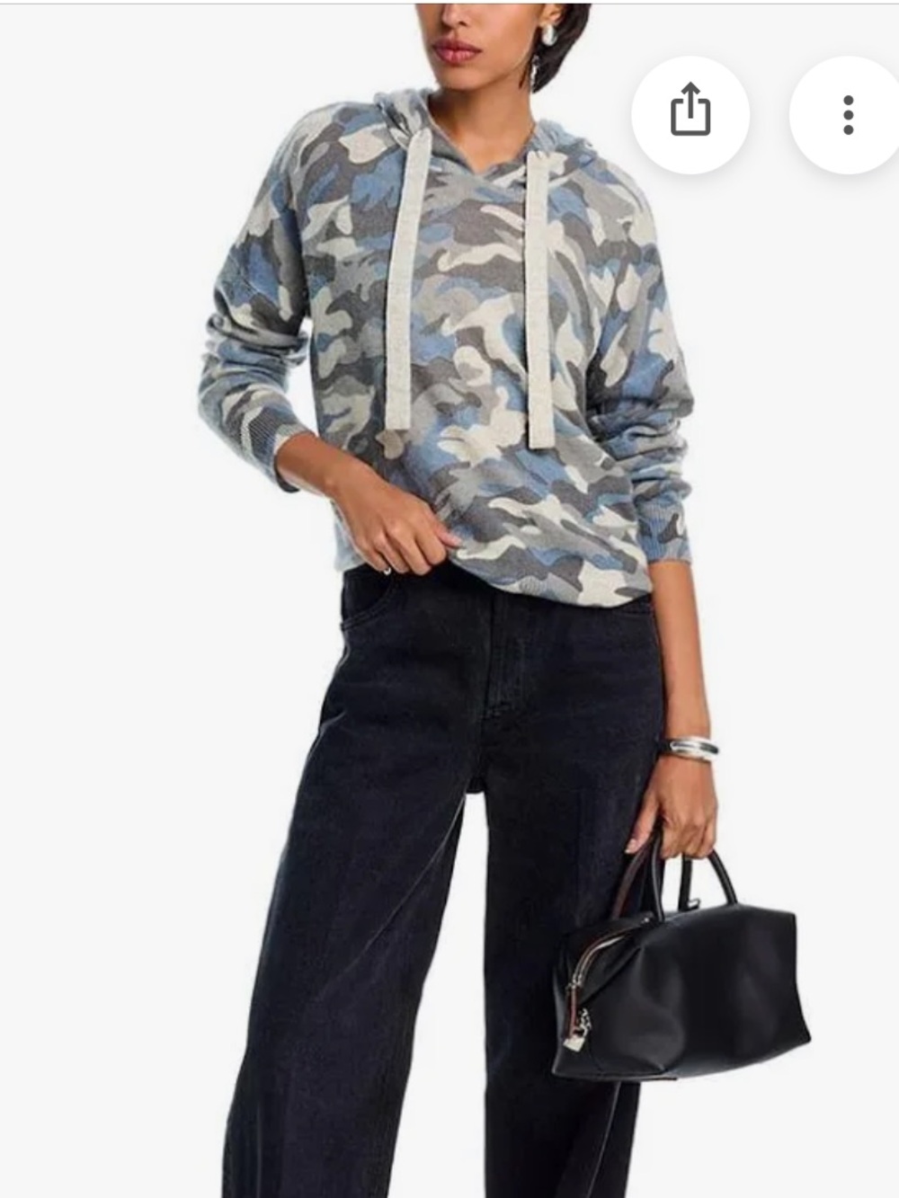 Aqua 100% Cashmere Camo Hoodie Sweater Women’s Medium Bloomingdale’s